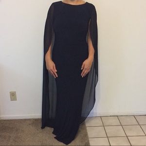 ralph lauren black cape dress